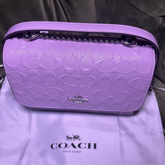 NWT Coach Klare Crossbody Lilac Embossed Signature Chain Shoulder Bag - Picture 6 of 11